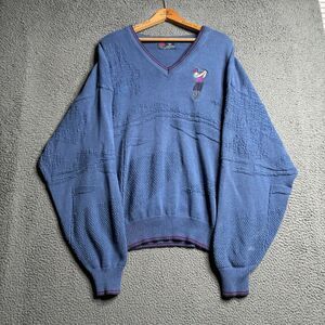 Vtg Golf Isle Of Cotton V-Neck Sweater XXL Tennis Preppy Made In USA Old Money